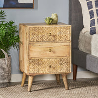 3 Drawer Bedside Table With Modern Design And Ample Storage Space