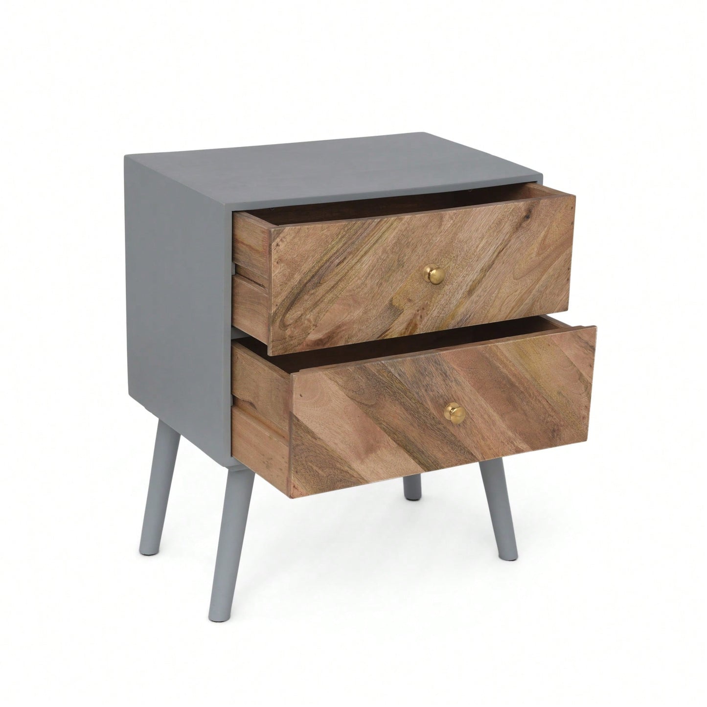 Stylish Wooden MDF 2 Drawer Cabinet With KD Legs For Modern Storage Solutions