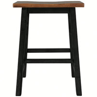 Rustic 2-Piece Counter Height Wood Kitchen Dining Stools For Small Spaces In Walnut And Black Finish