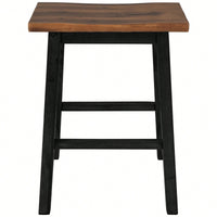 Rustic 2-Piece Counter Height Wood Kitchen Dining Stools For Small Spaces In Walnut And Black Finish
