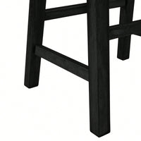 Rustic 2-Piece Counter Height Wood Kitchen Dining Stools For Small Spaces In Walnut And Black Finish