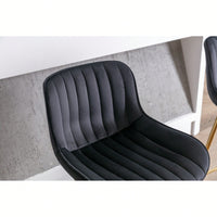 30 Inch Velvet Fabric Bar Stools Set Of 2 With Chrome Footrest And Golden Legs Modern High Counter Seating In Black