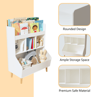 Multifunctional Kids Toy Storage Organizer And Bookshelf With Legs For Nursery And Playroom, White