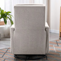 Plush Beige Upholstered Rocking Nursery Chair With Glider Swivel Recliner For Ultimate Comfort