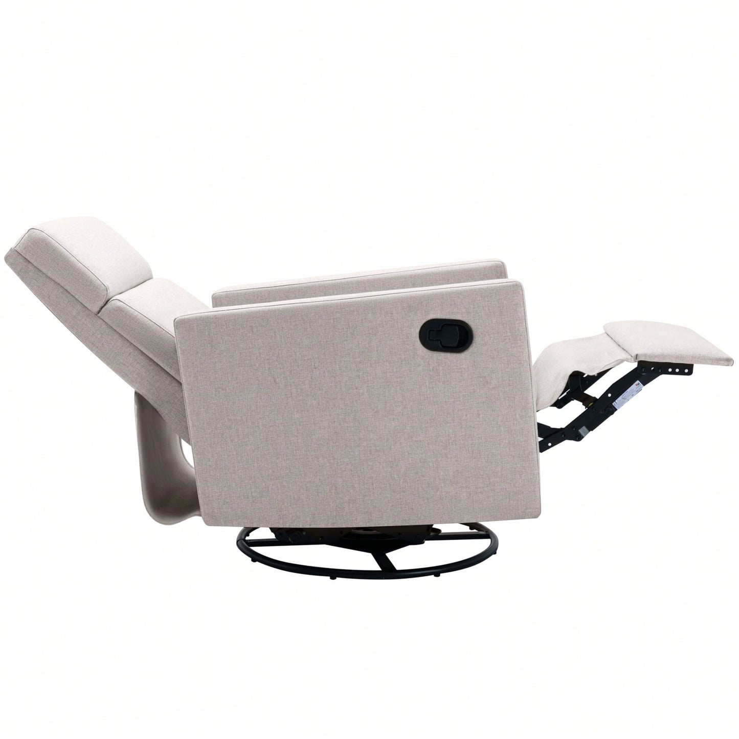 Plush Beige Upholstered Rocking Nursery Chair With Glider Swivel Recliner For Ultimate Comfort