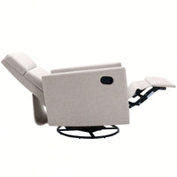 Plush Beige Upholstered Rocking Nursery Chair With Glider Swivel Recliner For Ultimate Comfort
