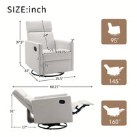 Plush Beige Upholstered Rocking Nursery Chair With Glider Swivel Recliner For Ultimate Comfort