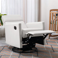 Plush Beige Upholstered Rocking Nursery Chair With Glider Swivel Recliner For Ultimate Comfort
