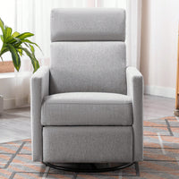 Plush Beige Upholstered Rocking Nursery Chair With Glider Swivel Recliner For Ultimate Comfort