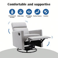 Plush Beige Upholstered Rocking Nursery Chair With Glider Swivel Recliner For Ultimate Comfort