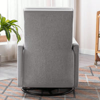 Plush Beige Upholstered Rocking Nursery Chair With Glider Swivel Recliner For Ultimate Comfort