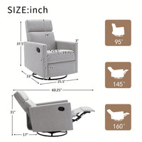 Plush Beige Upholstered Rocking Nursery Chair With Glider Swivel Recliner For Ultimate Comfort
