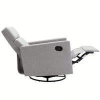Plush Beige Upholstered Rocking Nursery Chair With Glider Swivel Recliner For Ultimate Comfort