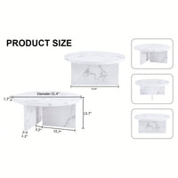 Modern White MDF Circular Pattern Coffee Table 31.4 Inch Ideal For Small Spaces And Living Rooms
