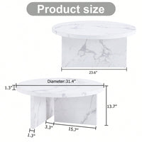 Modern White MDF Circular Pattern Coffee Table 31.4 Inch Ideal For Small Spaces And Living Rooms