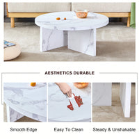 Modern White MDF Circular Pattern Coffee Table 31.4 Inch Ideal For Small Spaces And Living Rooms