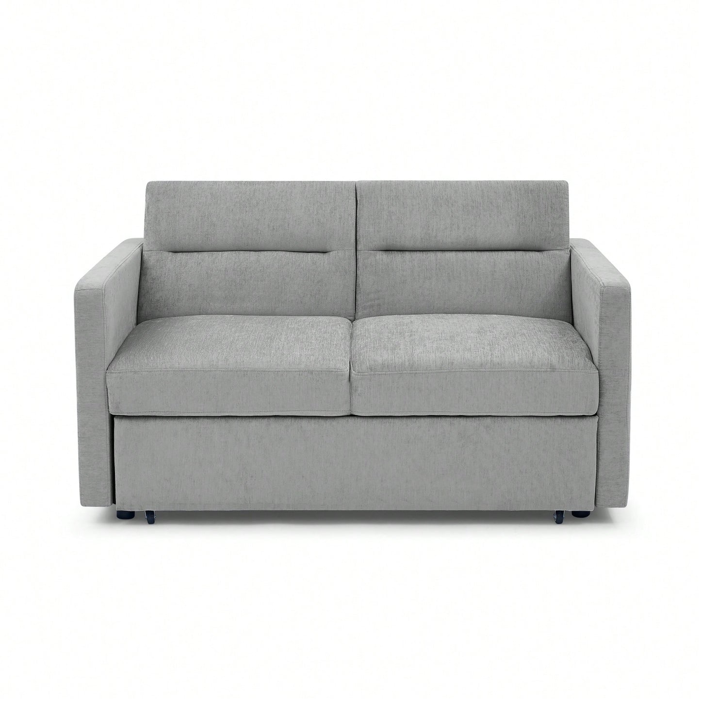 Versatile Beige Loveseat Sofa Bed With Pull-Out Bed Adjustable Backrest And Arm Pockets 54.5x33x31.5 Inches