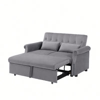 Modern Velvet Convertible Loveseat Sleeper Sofa with Lumbar Pillows Adjustable Pull-Out Bed and Removable Armrest for Living Room Office