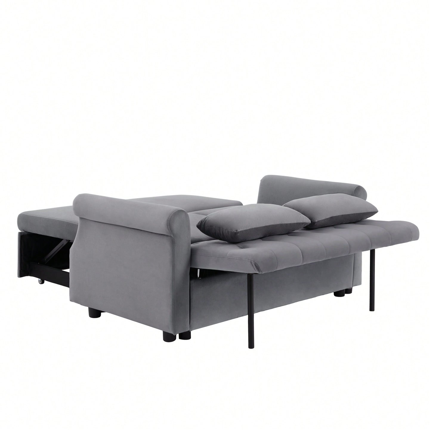 Modern Velvet Convertible Loveseat Sleeper Sofa with Lumbar Pillows Adjustable Pull-Out Bed and Removable Armrest for Living Room Office