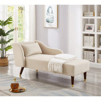 Elegant Beige Velvet Chaise Lounge Chair For Stylish Living Room Decor