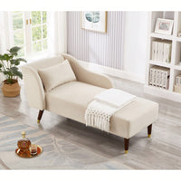 Elegant Beige Velvet Chaise Lounge Chair For Stylish Living Room Decor
