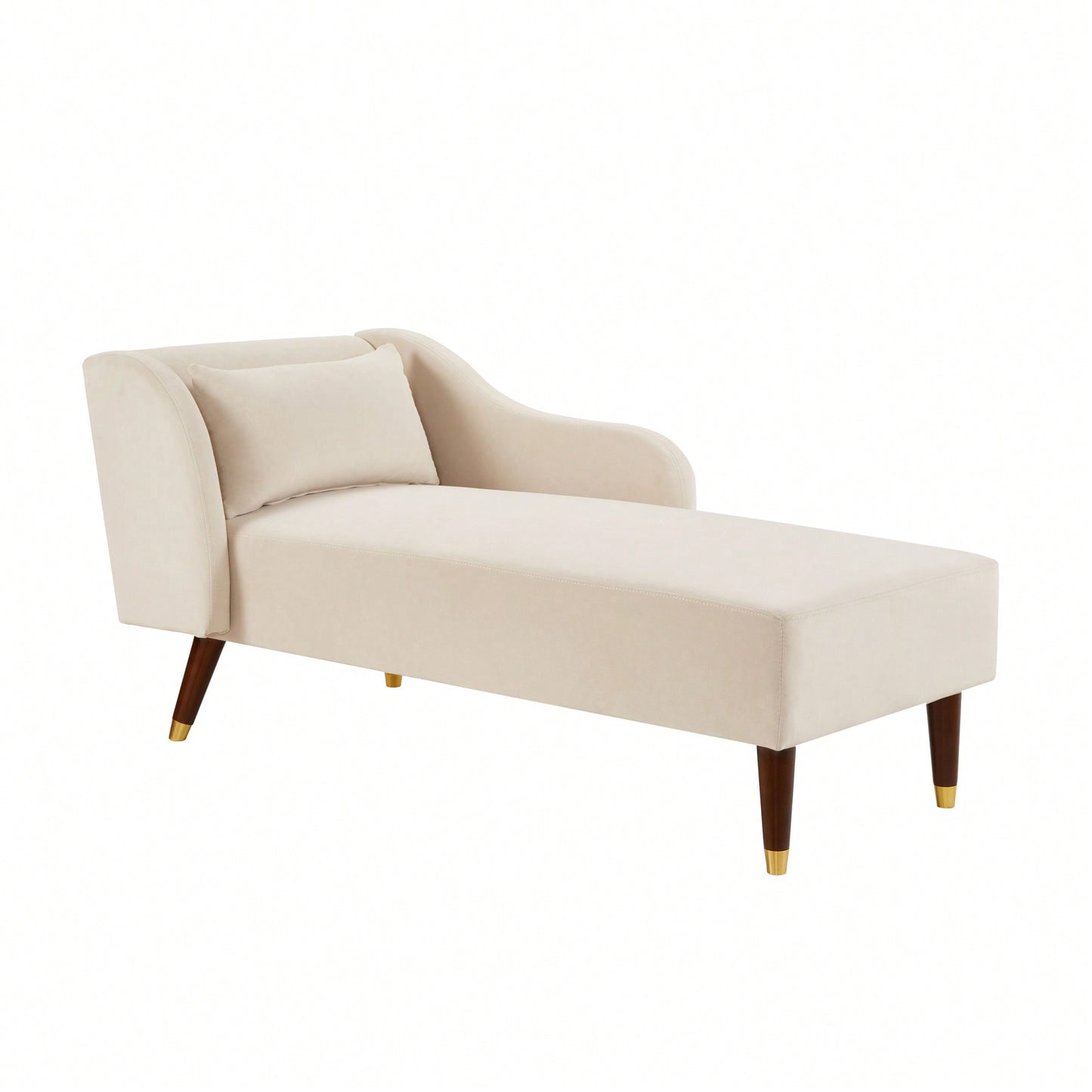 Elegant Beige Velvet Chaise Lounge Chair For Stylish Living Room Decor