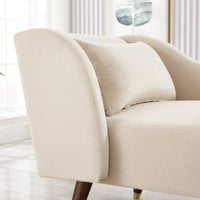 Elegant Beige Velvet Chaise Lounge Chair For Stylish Living Room Decor