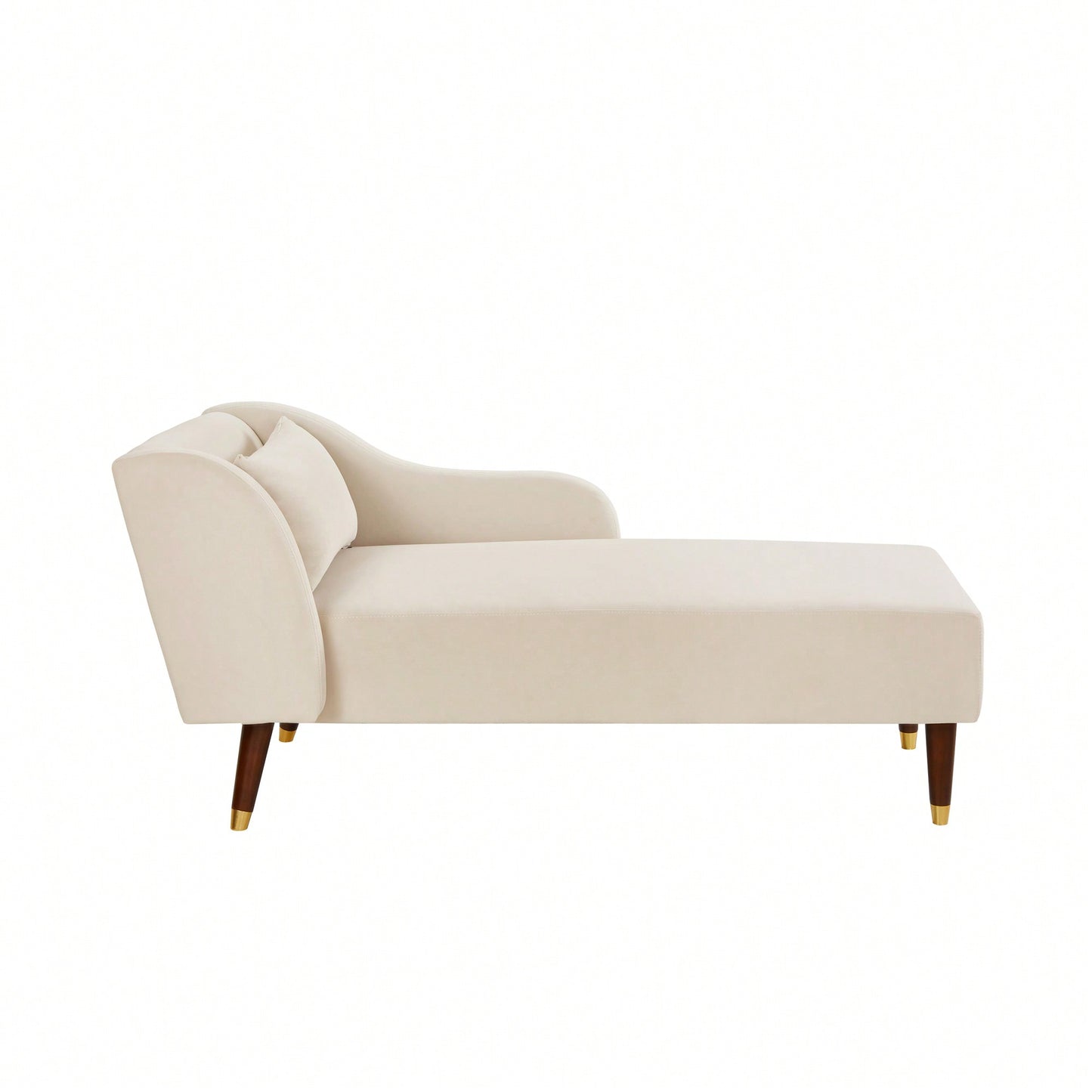Elegant Beige Velvet Chaise Lounge Chair For Stylish Living Room Decor