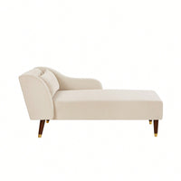 Elegant Beige Velvet Chaise Lounge Chair For Stylish Living Room Decor