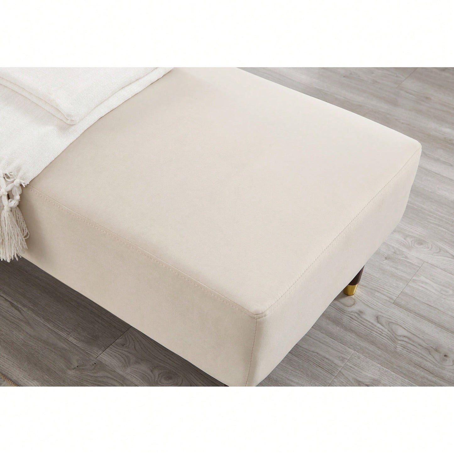 Elegant Beige Velvet Chaise Lounge Chair For Stylish Living Room Decor