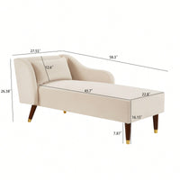 Elegant Beige Velvet Chaise Lounge Chair For Stylish Living Room Decor