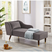 Elegant Beige Velvet Chaise Lounge Chair For Stylish Living Room Decor