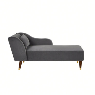Elegant Beige Velvet Chaise Lounge Chair For Stylish Living Room Decor