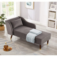 Elegant Beige Velvet Chaise Lounge Chair For Stylish Living Room Decor
