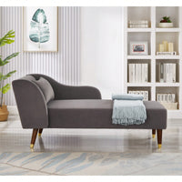 Elegant Beige Velvet Chaise Lounge Chair For Stylish Living Room Decor