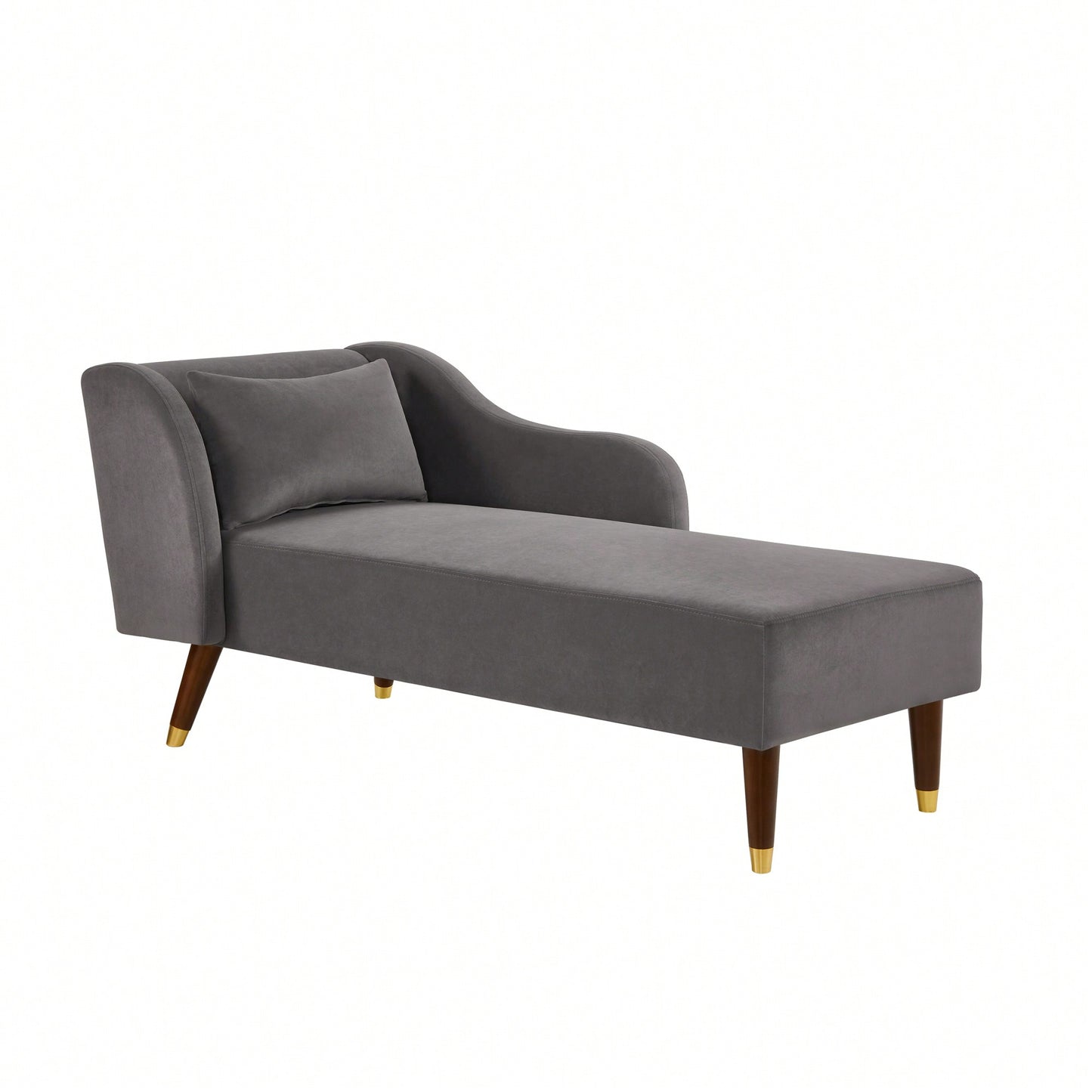 Elegant Beige Velvet Chaise Lounge Chair For Stylish Living Room Decor