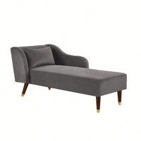 Elegant Beige Velvet Chaise Lounge Chair For Stylish Living Room Decor
