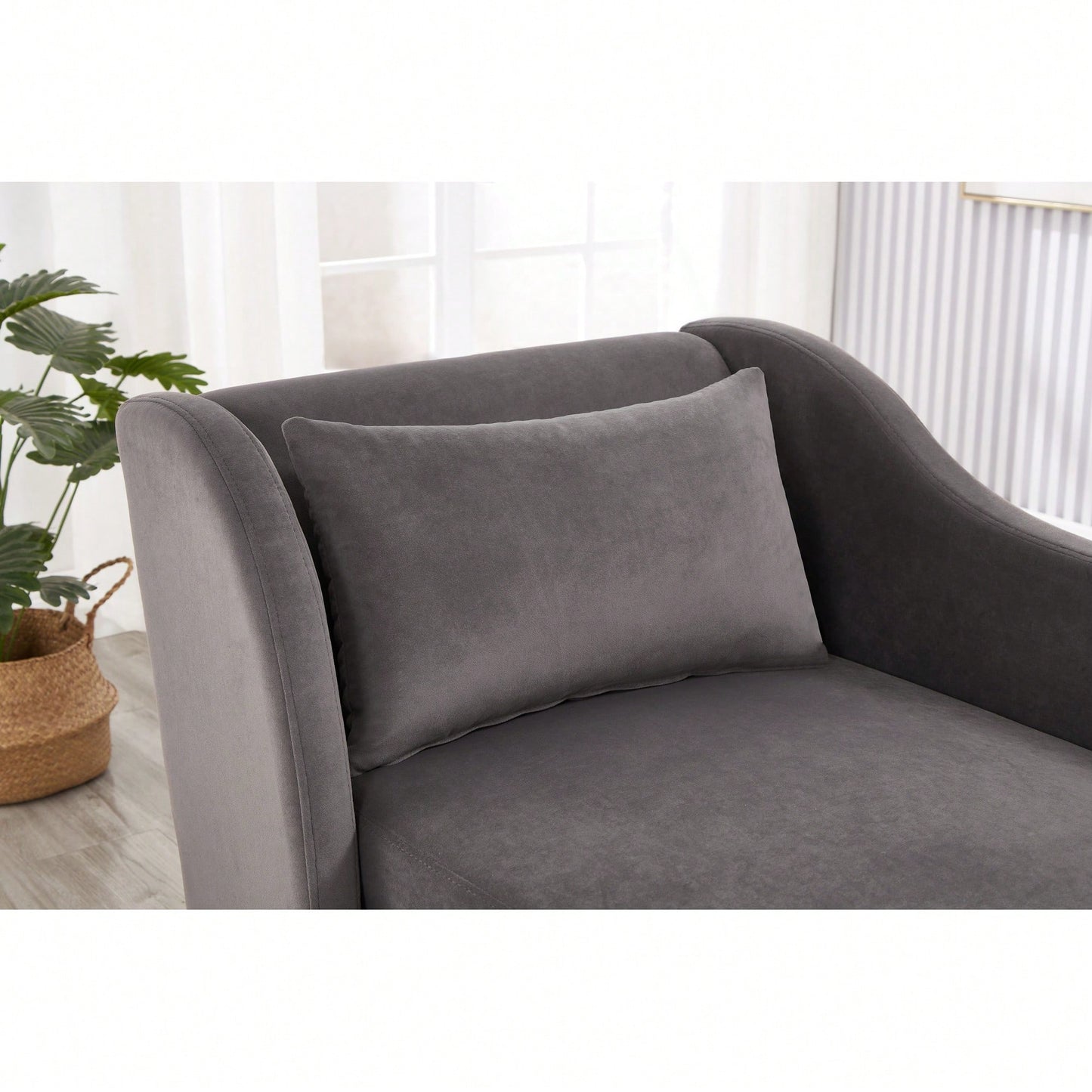 Elegant Beige Velvet Chaise Lounge Chair For Stylish Living Room Decor