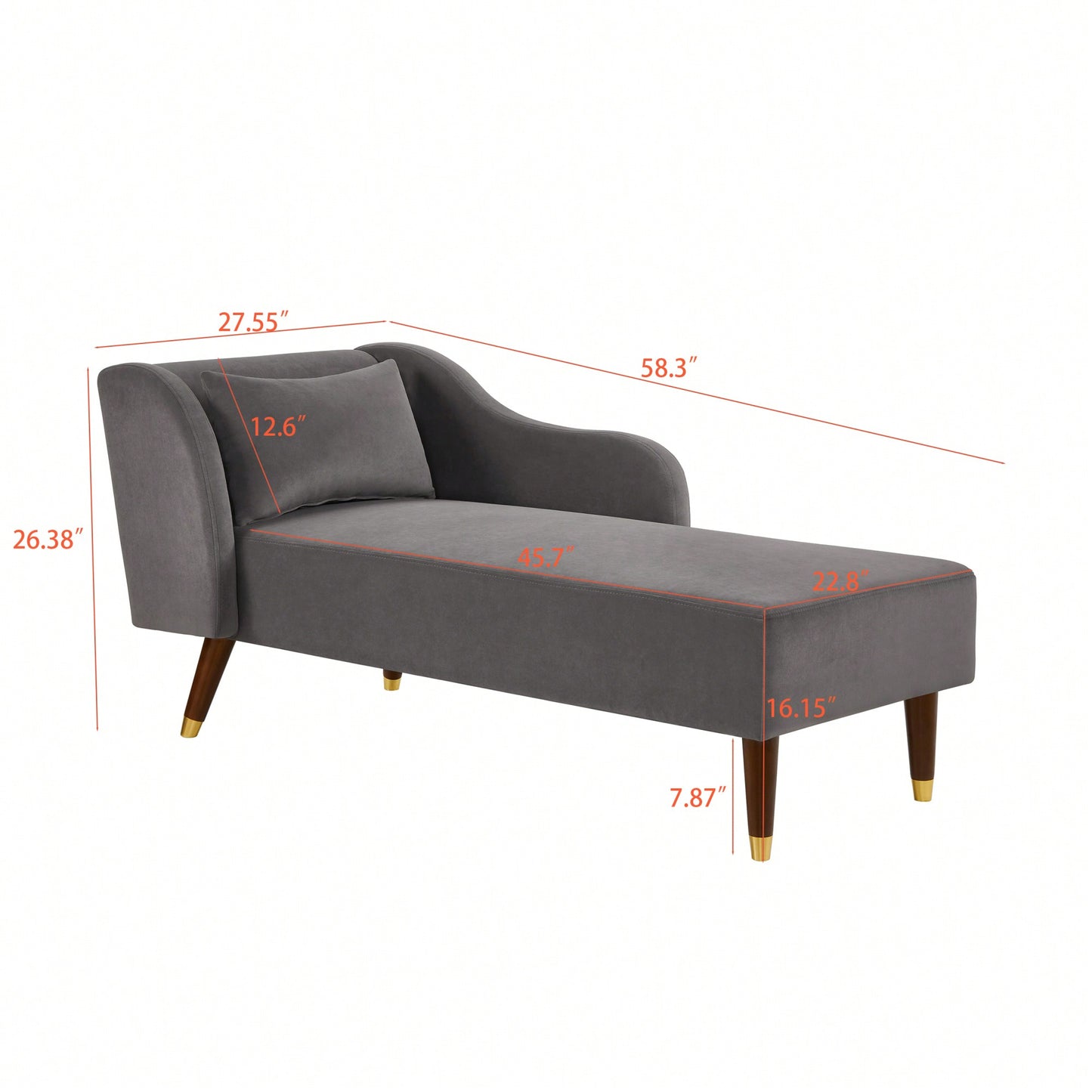 Elegant Beige Velvet Chaise Lounge Chair For Stylish Living Room Decor