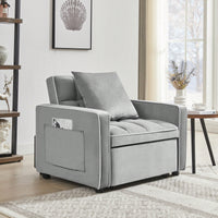 Versatile Grey Sofa Bed Chair With Adjustable Backrest For Modern Living Spaces, Folds Into Single Bed Or Recliner