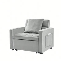 Versatile Grey Sofa Bed Chair With Adjustable Backrest For Modern Living Spaces, Folds Into Single Bed Or Recliner