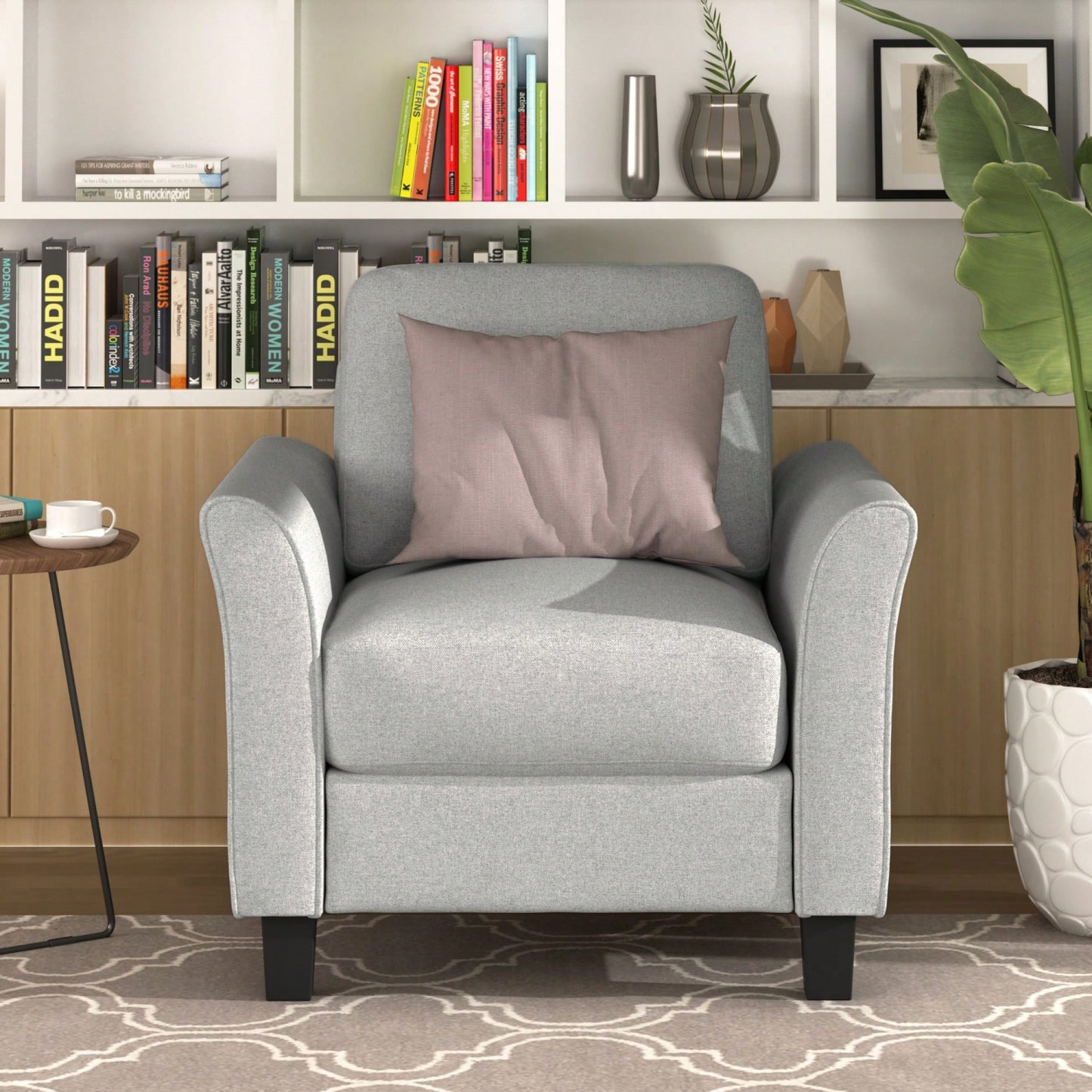 Stylish Gray Single Sofa With Armrests For Cozy Living Room Seating