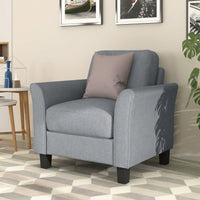 Stylish Gray Single Sofa With Armrests For Cozy Living Room Seating