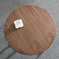 Round 31.5 Inch Modern Drum Coffee Table For Living Room With Sturdy Pedestal In Black