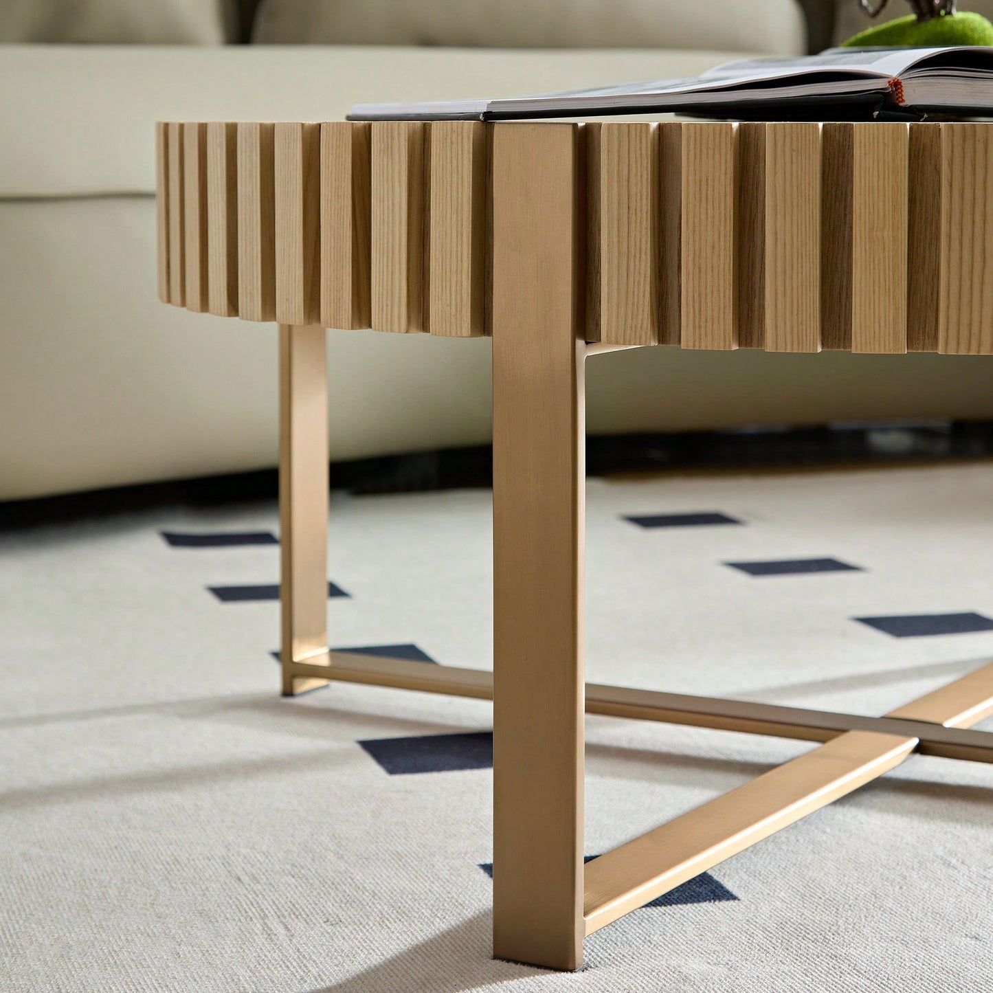 Round 31.5 Inch Modern Drum Coffee Table For Living Room With Sturdy Pedestal In Black