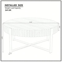 Round 31.5 Inch Modern Drum Coffee Table For Living Room With Sturdy Pedestal In Black