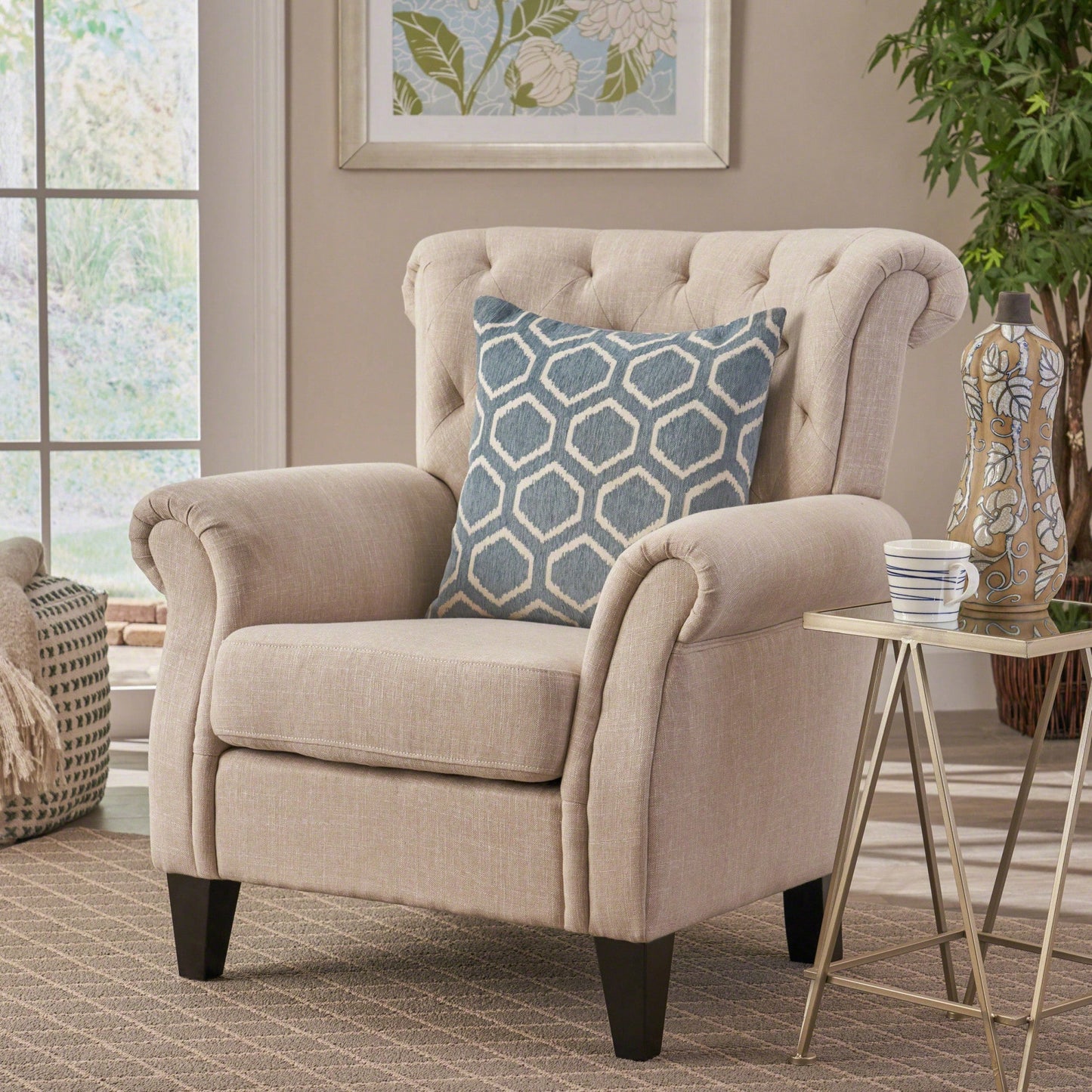 Elegant Tufted Accent Chair For Living Room Or Bedroom Decor