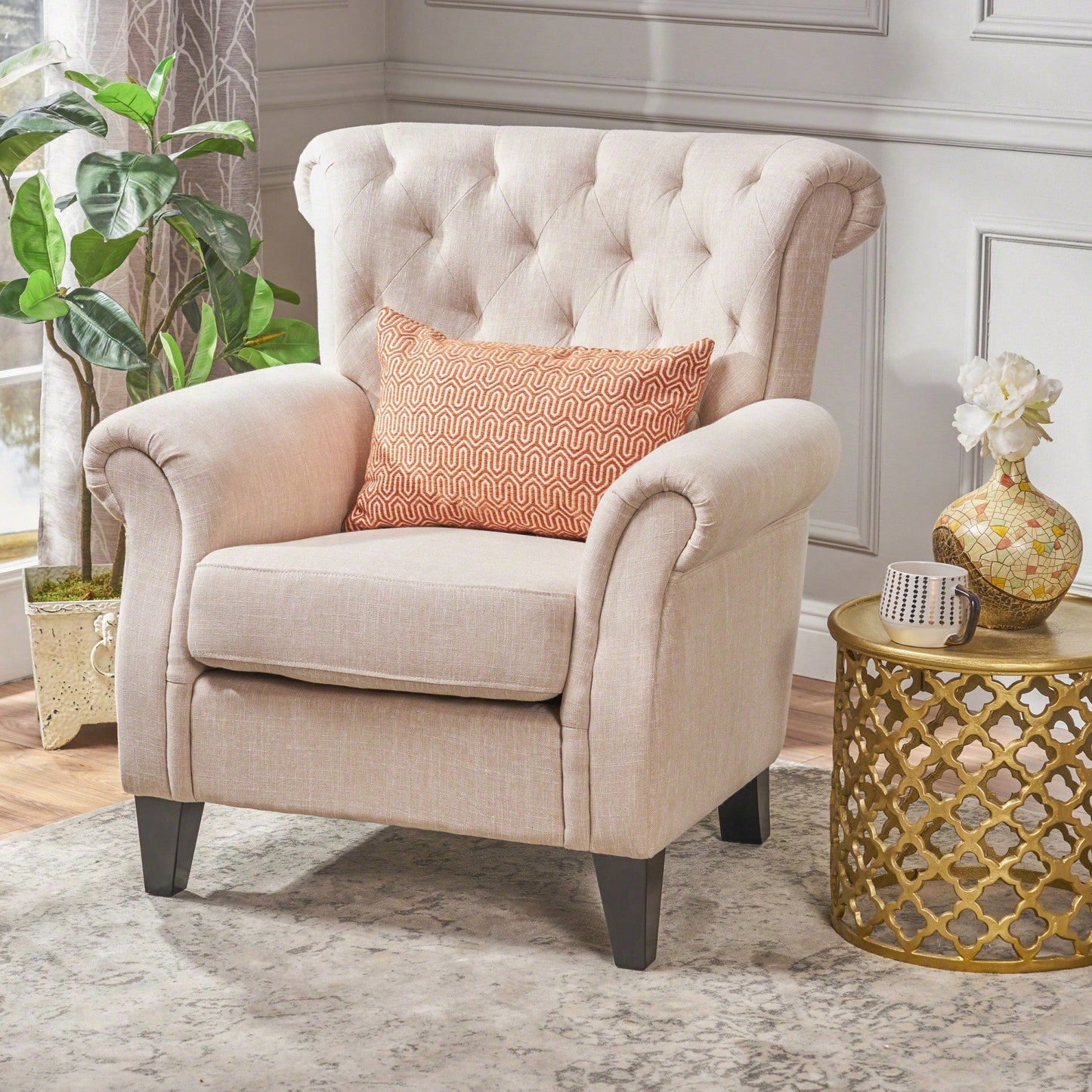 Elegant Tufted Accent Chair For Living Room Or Bedroom Decor