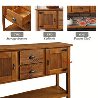 48 Inch Retro Solid Wood Sideboard Console Table With Two Drawers Cabinets And Bottom Shelf For Living Room Kitchen Dining Room Storage