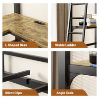 Loft Bed With U Shaped Desk For Space-Saving Home Office And Bedroom Organization